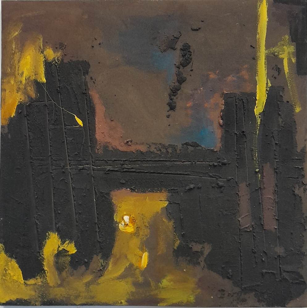 Frans Ermens_ GMA of Modern Art Expressive Abstract Paintings _mixed technics on 3D panel BWF 93 x 93 cm S6-6